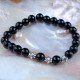 Zwart Obsidiaan met zilver armband